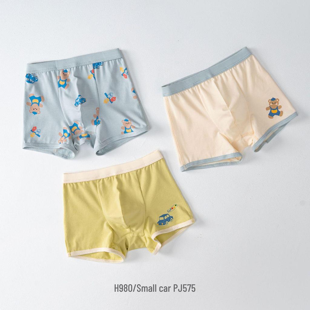 Antibacterial Cotton Boxer Briefs for Boys: 3-Pack, Class A, Middle & Large Children