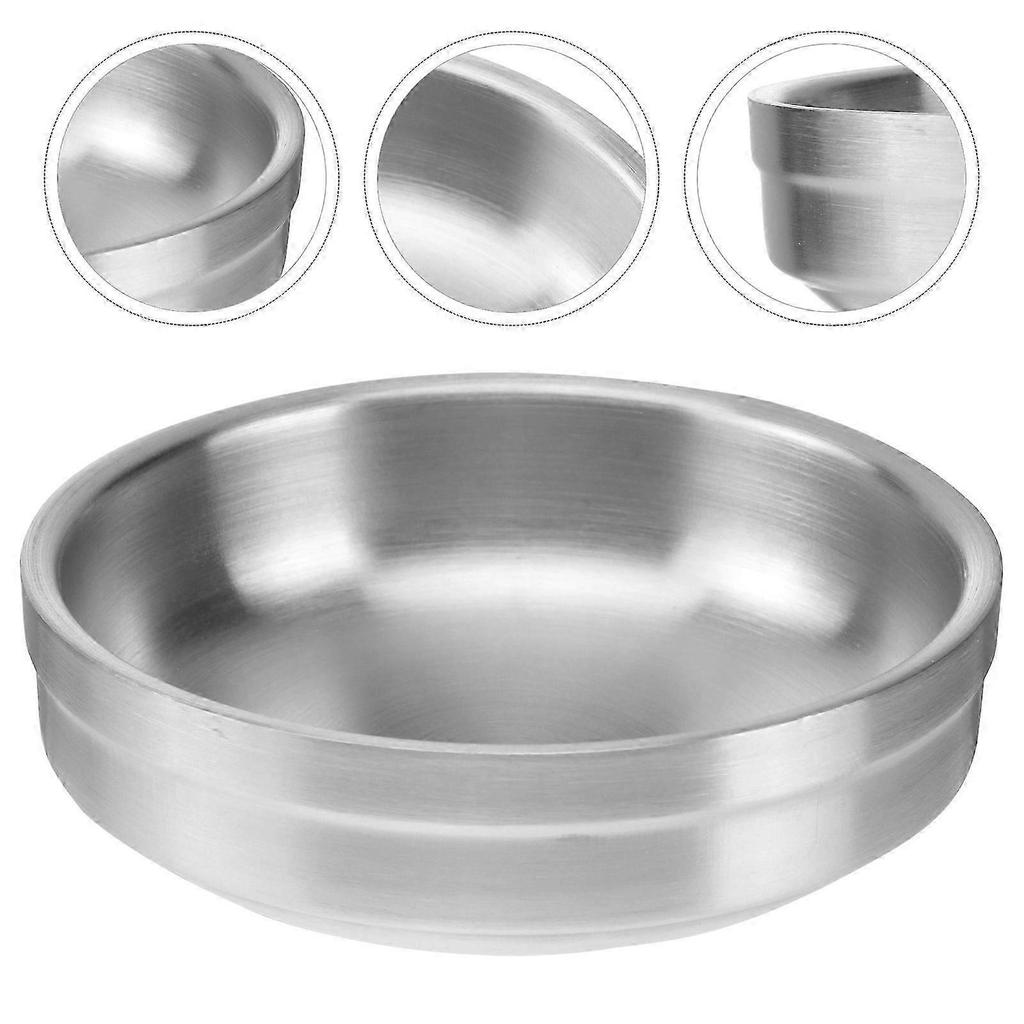 Thicken Seasoning Dish Saucer Appetizer Plate Stainless Steel Dish for Home Restaurant Daily Use (Diameter in 9cm)