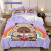 Chill Capybara Sips Tea Three-piece set (1 * duvet cover + 2 * pillowcase, without core) 2D Flat Bedding set Christmas birthday gift
