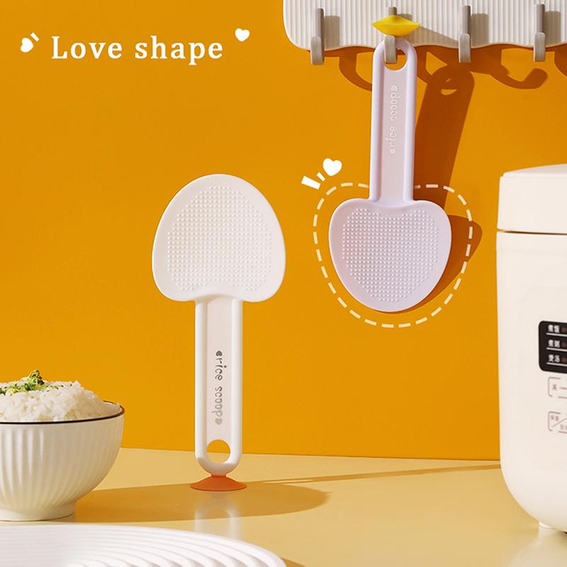 1Pieces Suction Cup Rice Spoon Non-stick Standing Spoon High Temperature Resistance Protable Rice Cooker Scoop Outdoor Tableware