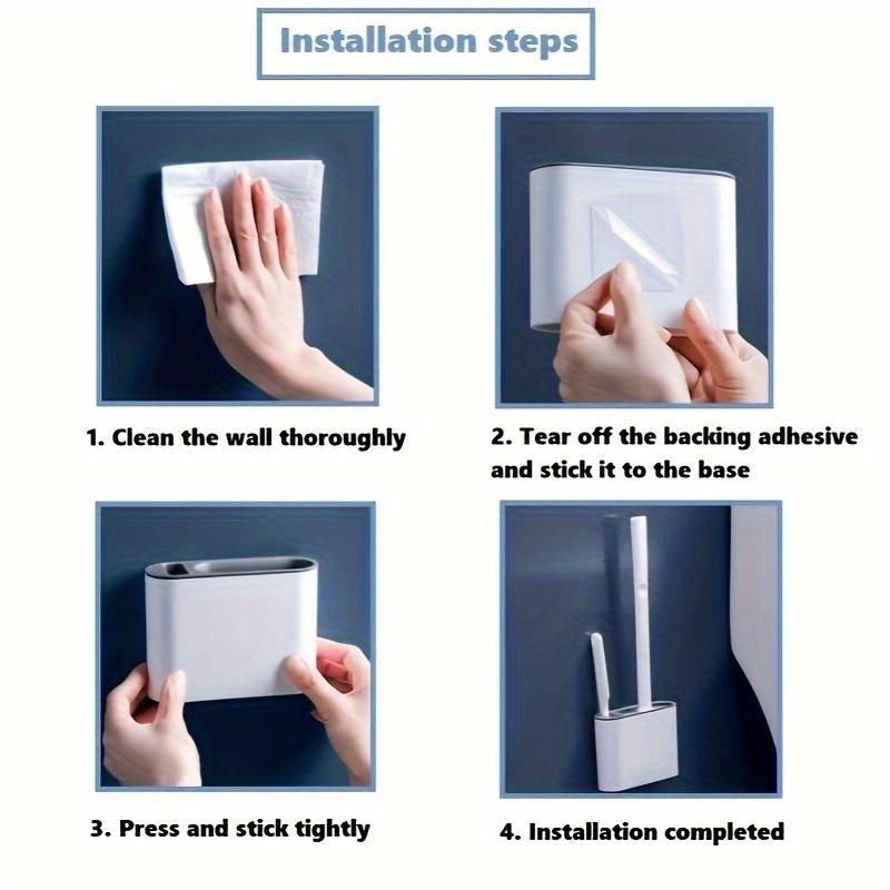 Silicone Toilet Brush with Wall-Mounted Storage Box - Flat Head Design, Suitable for Bathroom and Kitchen Cleaning, Durable Silicone Material