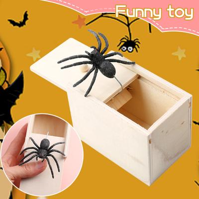 Halloween Spider Scared Wooden Box Prank Toy Funny Spoof Trick Spider