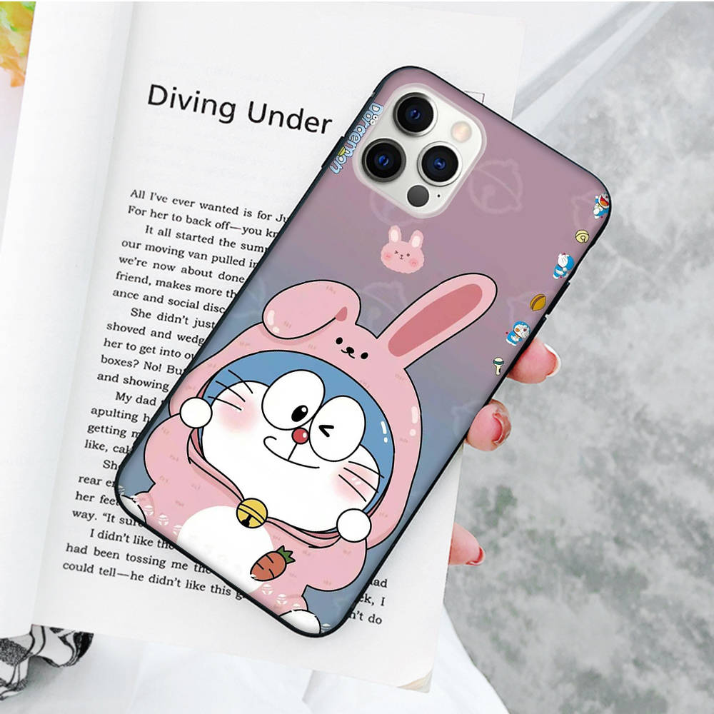 JW82 Doraemon Black Soft Case for Samsung Note 20 Lite S24 Ultra S23 A03 A05 A06 A11 A71 A15 A16 A13 A24 A25 A33 A52 A53 A50 M55 M35 Plus