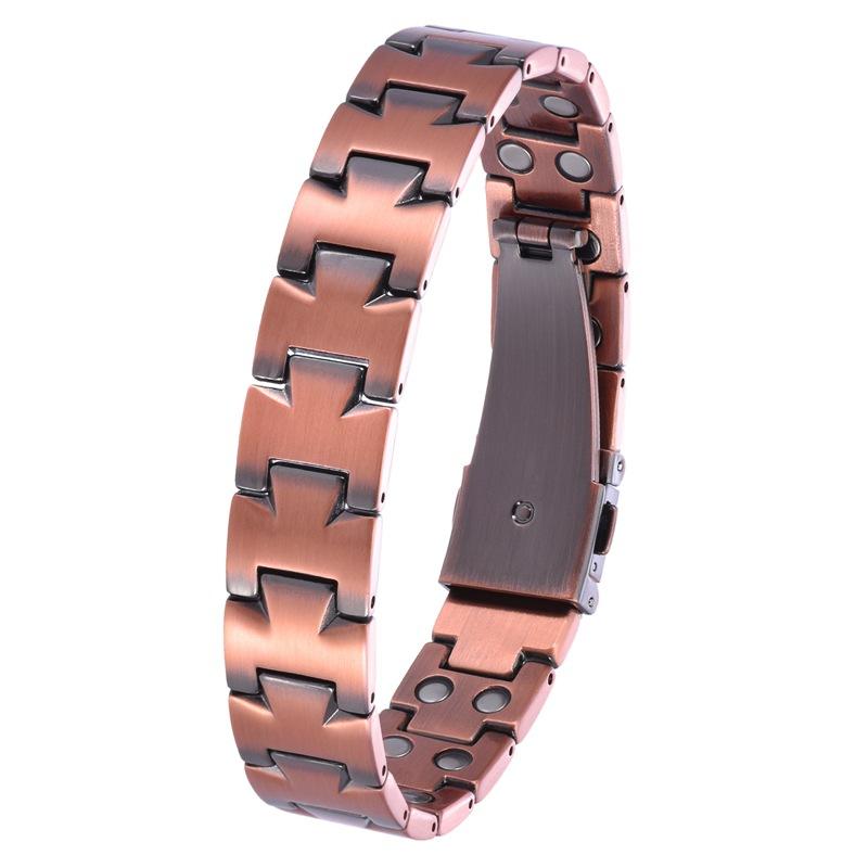 99.9% Pure Red Copper Feet Adjustable Double Row Full Magnet Red Copper Bracelet 2026 Resizable  бронзовый