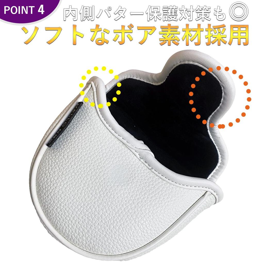 Golf Putter Cover Mallet Head Cover Spider Putter Cover Mallet Golf Cover Single Item Embroidery Waterproof Spider-NRC (Semi-circular Spider, White)