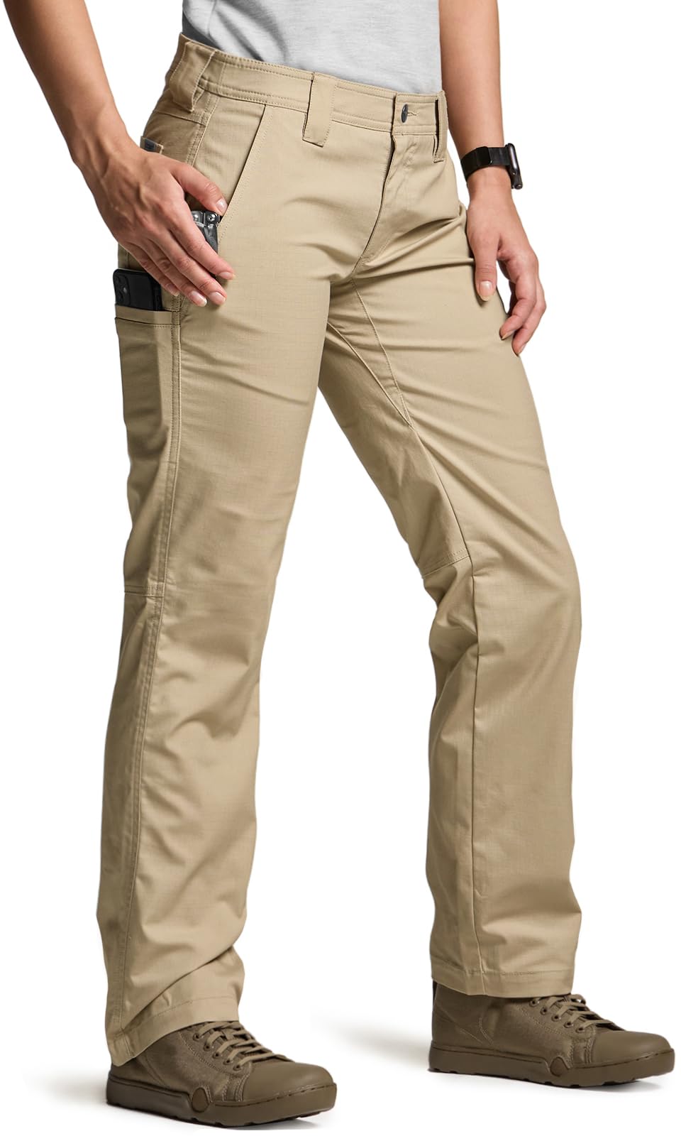 

CQR Cargo Long Straight Work Tactical Women s Pants, Pants, Workwear, Climbing, Mountaineering, Camping, Casual, Lightweight, WFP601-KHK_8/R