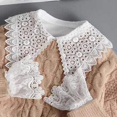 Perfect Match Big Lapel Lace Fake Collar Shirt White Fake False Collars Woman Removable Lady Detachable Collar And Cuff Faux Col Chemisie