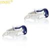 Blue Black Painted Electric Guitar Cufflinks Men's French Shirt