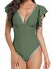 2024 Ruffle Swimsuit One Piece Sexy Straped Swimwear Women Padded Bathers Bathing Suit Female Swimming Summer Backless Beachwear