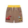 Summer 2026 Kids' Shorts: Cartoon Construction Vehicles Embroidery, European & American Style, Medium & Small Sizes, Casual Wear