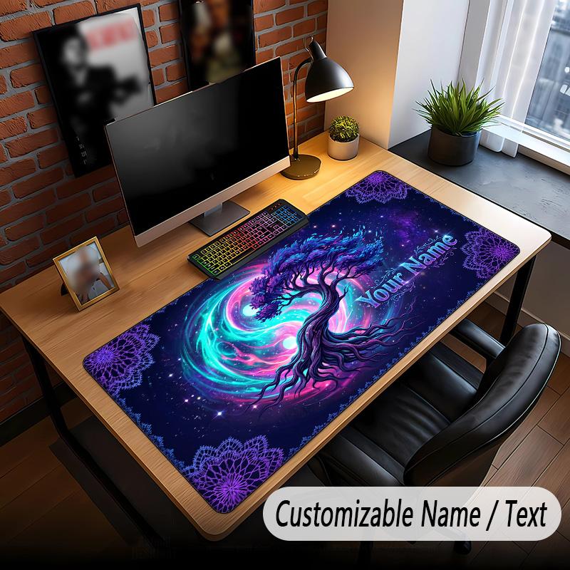 Tree of Life Theme Custom Mouse Pad Personalized With Name Text Customized Desk Mat For Office Home Decor