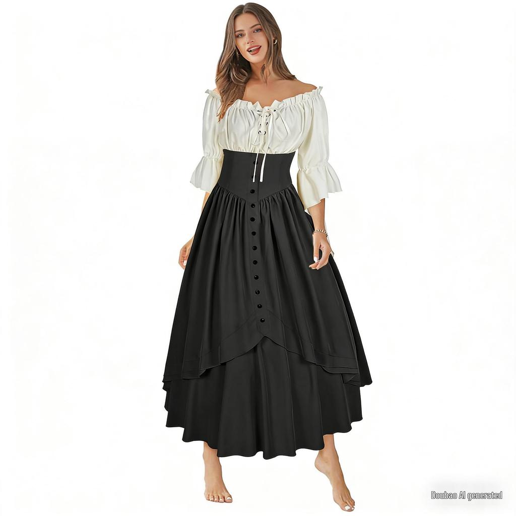 Renaissance Lace Asymmetrical Fairy Dress for Halloween