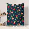 1pc Floral Pattern Lightweight Flannel Blanket, Comfortable and Warm Blanket, for Office and Camping Sofa Bed, Livingroom141
