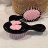 Cute Bow Mini Hairbrush - Portable Folding Pad Comb with Air Bag, Massage Hairbrush with Pink Bow Design, Hair Styling Tool