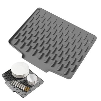 Silicone Drain Mat Heat-resistant Non-slip Kitchen Drying Pad Water Drainage Design Hotel Kitchen Utensil Drying Pad
