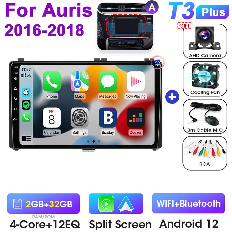 

Автомобільний радіоприймач 2 Din Android 12 для Toyota Auris 2014 2015 2016 2017 2018 Мультимедійний відеоплеєр GPS 4G Carplay Авто стерео DVD QLED