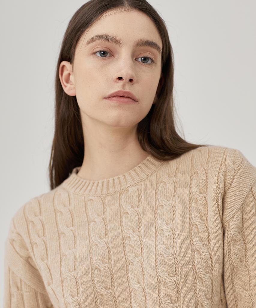 KEI CURRENT Cable Knit_Light Beige