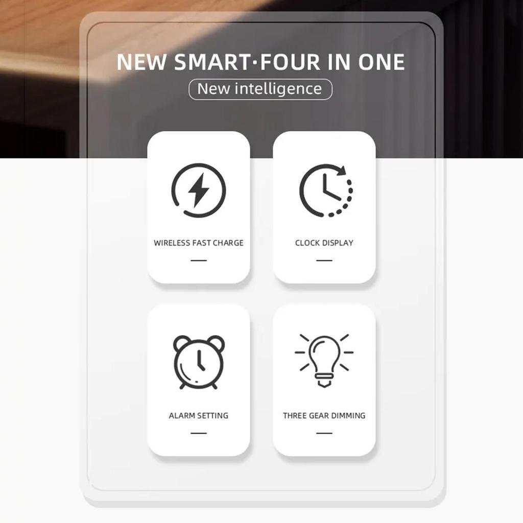 Alarm Clock With Wireless Charging Temp Display Time Management Tools With Dimming Night Light Bedside Nightstand Clock With