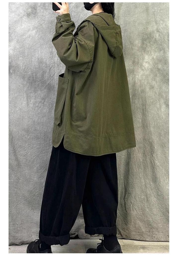 Retro High-End Loose Hooded Windbreaker Jacket (Autumn 2025) - Plus Size Temperament Slimming Fashion