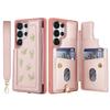 Flip Stoßfeste Hülle für Samsung Galaxy S25 S24 S23 Ultra Plus S24 FE Stereo Blume mit Lanyard Ständer Brieftaschenhülle für Damen