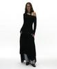 Partimento Woman Sheer Lace Tie-Neck Maxi Dress_Black