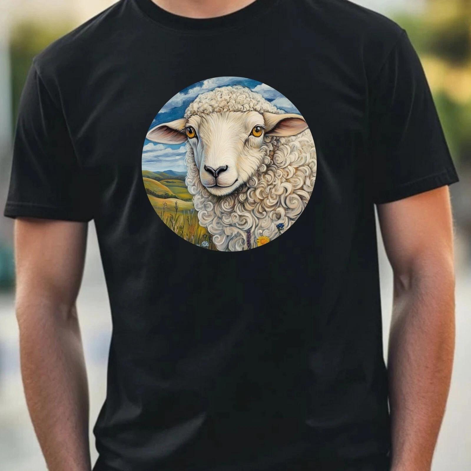 T-Shirt Herren Schaf Portrait Motiv Baumwolle Größe XS bis 5XL XXL