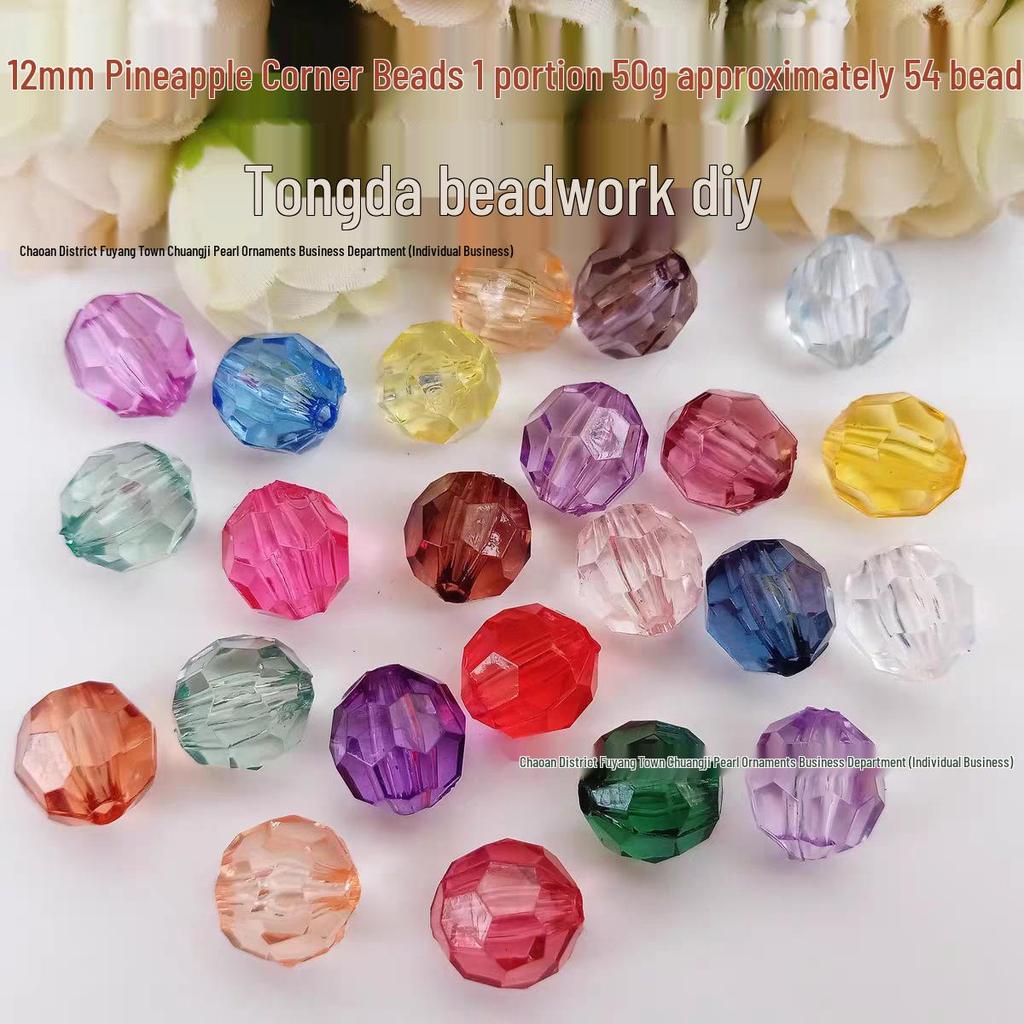 Transparente Acrylperlen 12MM für DIY-Vorhangschmuck - Farbiges Eckperlenmaterial aus Kunstkristall