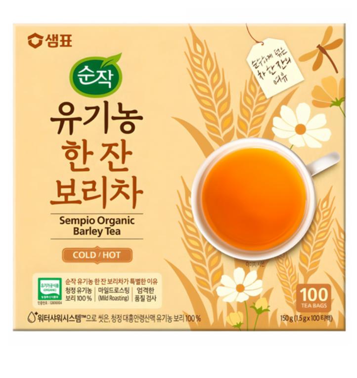 

Soonjak Organic One Cup Barley Tea 150g | Convenient & Caffeine-Free Korean Roasted Barley Tea 1 box