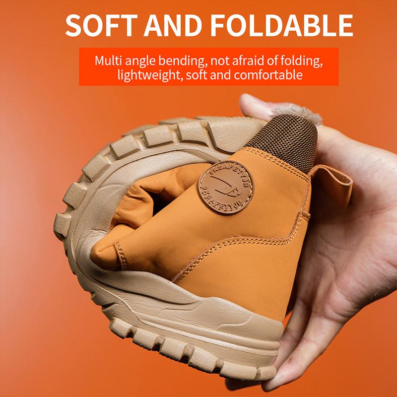 Nové módní zimní sametové pracovní bezpečnostní boty pro muže, odolné proti nehtům, nezničitelné, voděodolné, ocelové špičky pánské tenisky