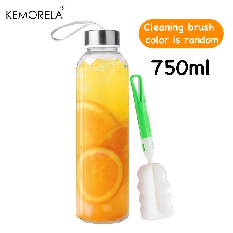 Glass Sports Water Bottle with Carrying Strap 500/750/1000ML for Vegetable Juices Fruit Juices And Coffee Include Cleaning Brush