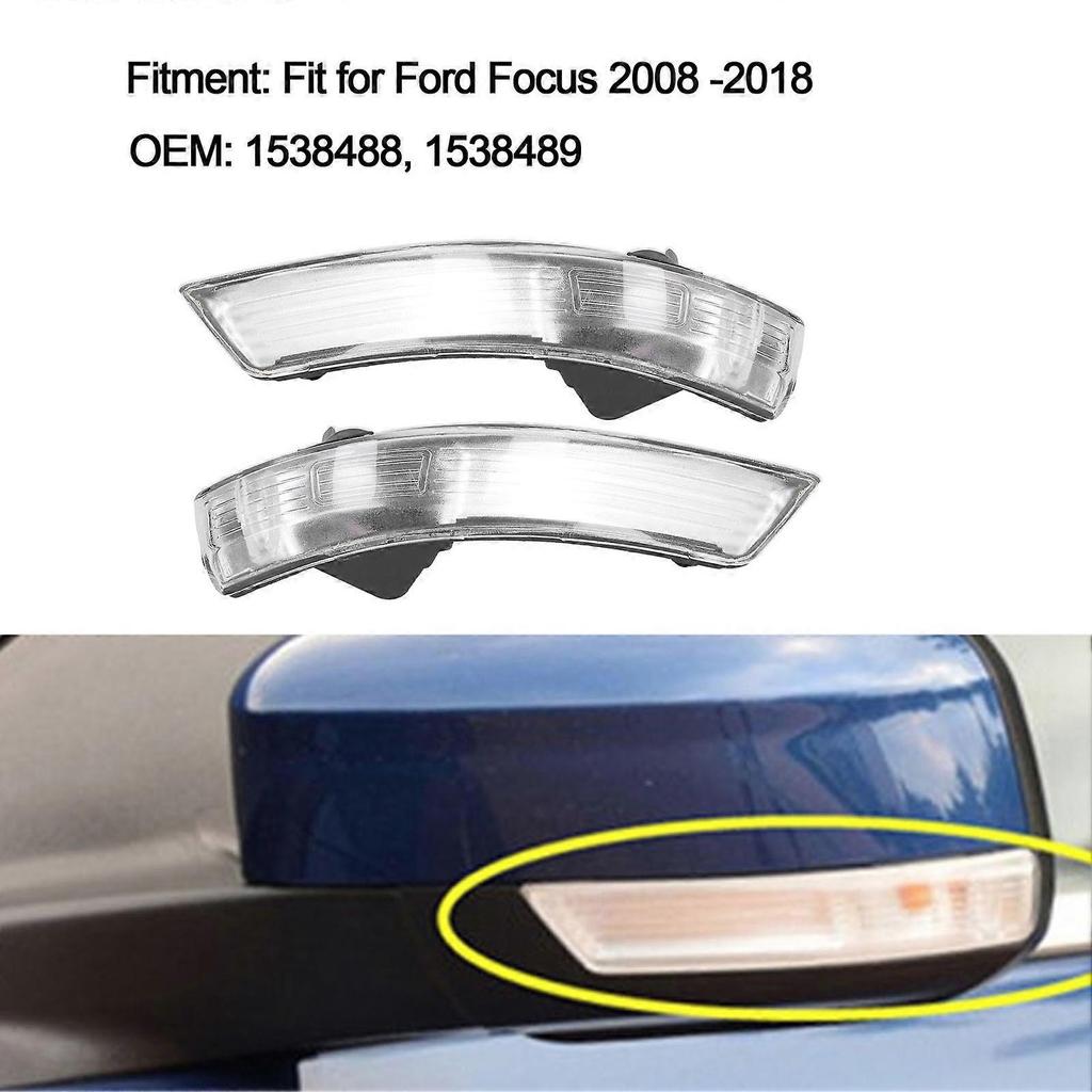Pair of Rearview Wing Mirror Indicator Lens Turn Signal Light Cover 1538488 Fit for Ford Focus 08-18
