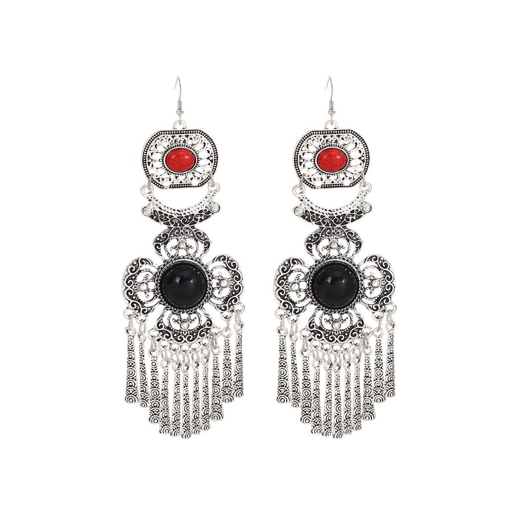 Bohemian Ethnic Exotic Style Retro Diamond Fringed Flower Earrings Women'S Hollow Fashion Earrings