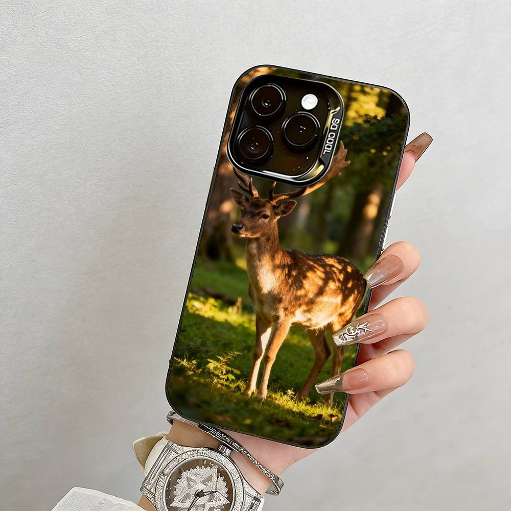 Deer Phone Case For iPhone 17,16,15,14,13,12,11 Plus,Pro Max,XS,Colorful Silver Phone Case Funda Cover