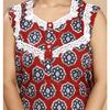 Red Cotton Printed Night Gown Women's Sleepwear Casual Wear Sleeveless Nighty