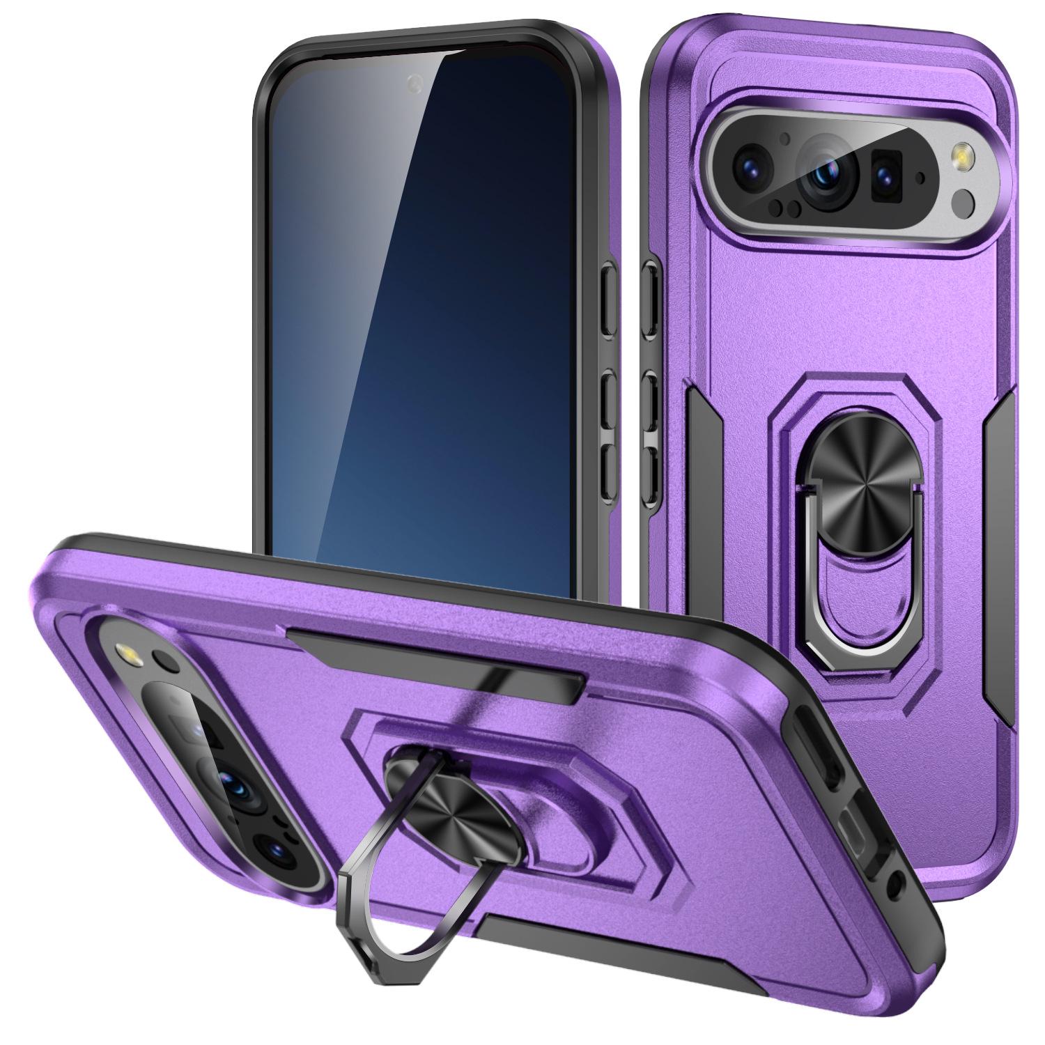 

Противоударный чехол-кольцо Pioneer для Google Pixel9 Pro/10 Pro/10 Pro XL Pixel 10 Pro XL чёрный/фиолетовый