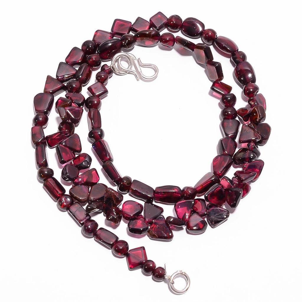 Natural Mozambique Garnet Gemstone Smooth Beads Necklace 4-9 Mm 18" UB-7887 UB-7887
