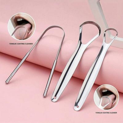 Reusable Stainless Steel Oral Mouth Brush Case Tongue Clean Non Slip Handle Tongue Scraper Portable Single Layer Tongue Scraper