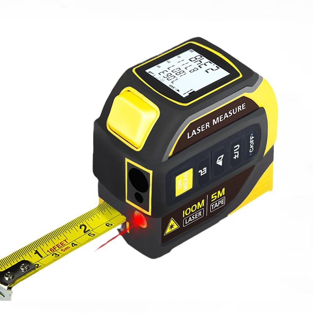 Portable Laser Tape Measure 4 In 1 Digital Tape Measure High Precision Laser Rangefinder Steel Tape Measure High Elasticity Tool