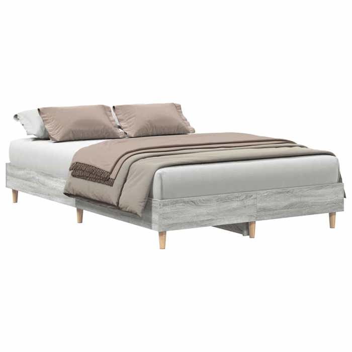VidaXL Bed Frames Without Mattress Sonoma Grey 135x190 Cm, Bedroom Furniture, Slatted Base, Double Bed, Bed, Bed Frame, Bed 861071