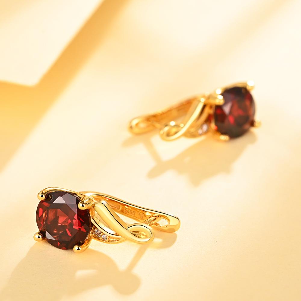 2023 neue natürliche rote Granat Edelstein Verschluss Ohrring 925 Sterling Silber edlen Schmuck für Frauen Mama Frau schönes Geschenk