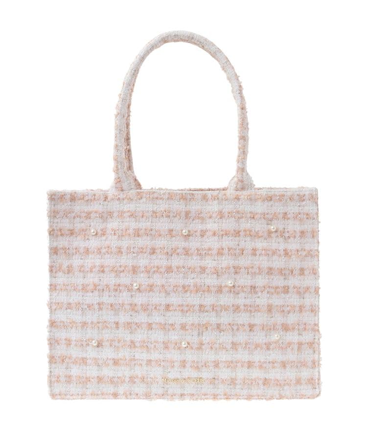 

Maison de FLEUR Tweed Square Tote M Bag, Beige, 8A43F0J3300