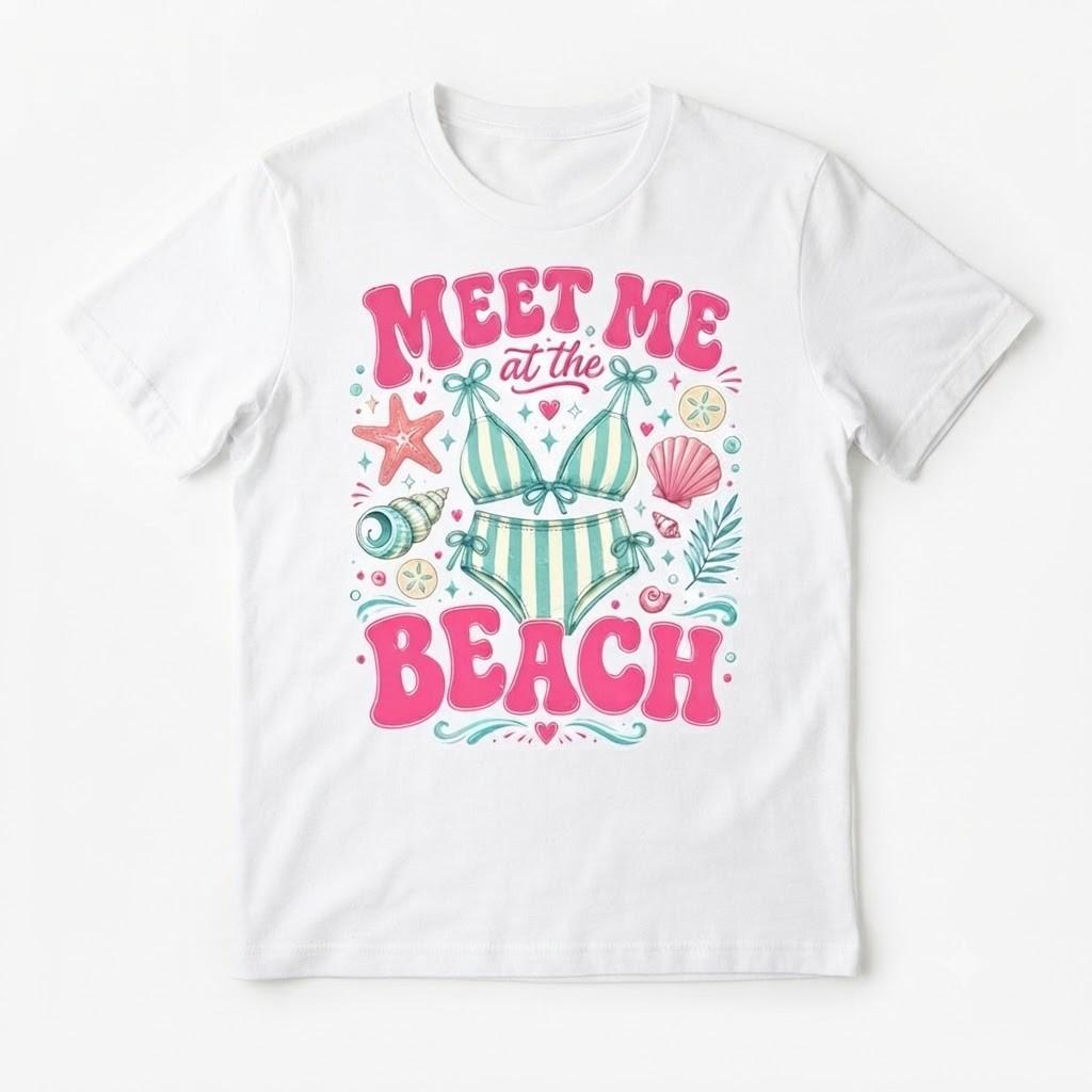Meet Me At The Beach Summer Beach Gift For Friends White TShirt