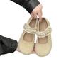 Women Mary Jane Single Shoes 2025 New Spring Summer New Pearl Shallow Mouth Fashionable Outdoor Comfortable Anti Slip Flat Shoes