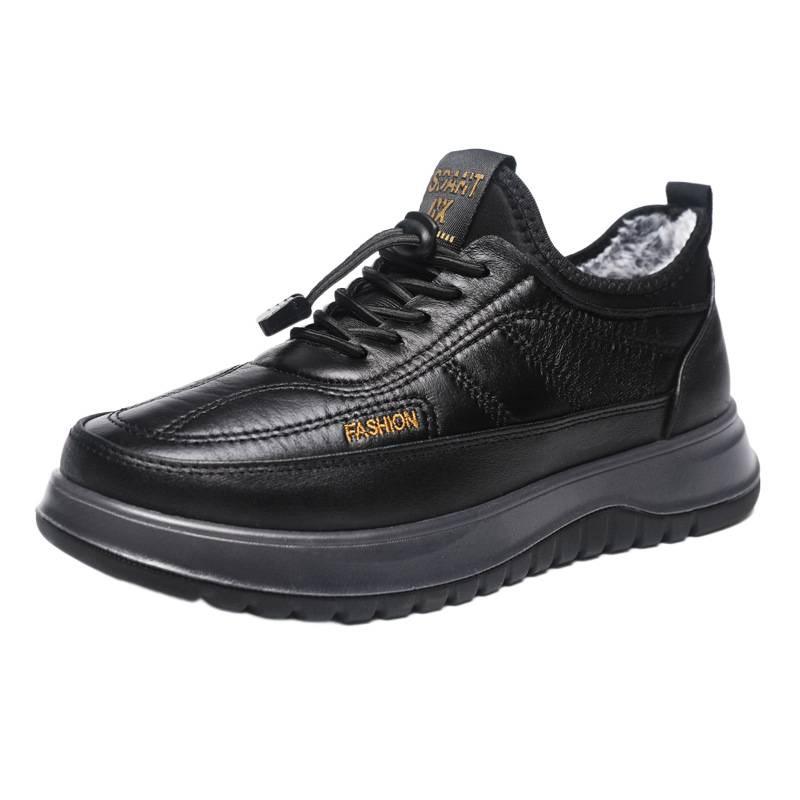 Winter new velvet warm cotton shoes medium leather waterproof casual shoes lightweight thick-soled snow boots