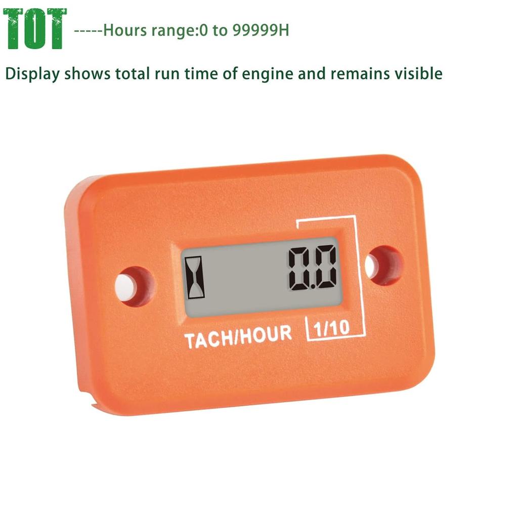 Yooreal Digital Hour Meter Tachometer RPM Gauge, Waterproof IP68 Design for Lawn Mower Car Engine Tractor Chainsaw Outboard Motor Garden Generator