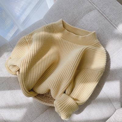 Maglione pullover girocollo a maniche lunghe in maglia tinta unita primaverile e autunnale per ragazze