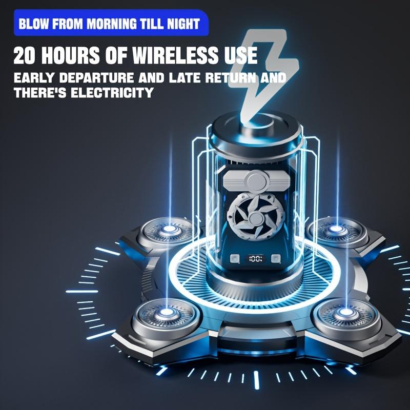 Portable Waist Clip Fan, 10000mAh Personal Rechargeable Neck Fan, Strong Airflow, 5 Speed, Hand Free Battery Operated Belt & Necklace Fan