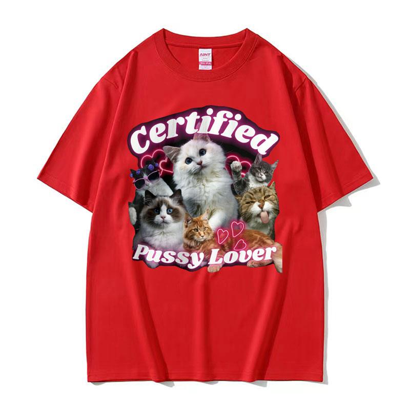 Funny Certified Cute Cat Lover Meme Tee Shirt Men Women Fashion Aesthetic Short Sleeve T Shirt Summer Casual Cotton Tshirt Tops
