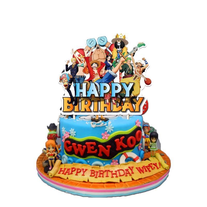 One Piece Themed Birthday Party Decoration Set Props Balloons Cake Flags Toppers