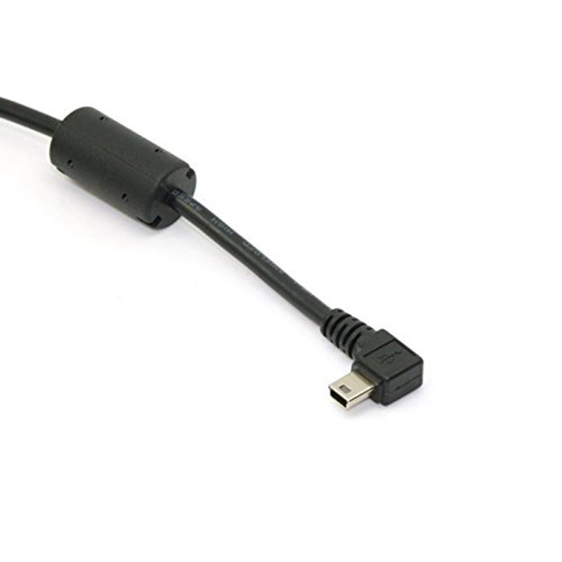 Mini USB B Type 5pin Male Right Angled 90 Degree To USB 2.0 Male Data Cable with Ferrite Core 5 Meters